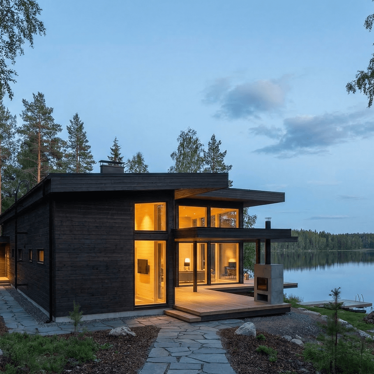 Materiaalgetrouwe architectuur bij schemering