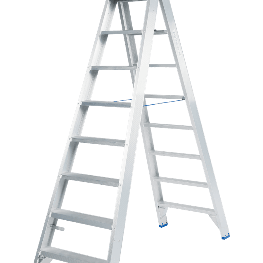 Solide Dubbele trapladder / 2 x 8 treden