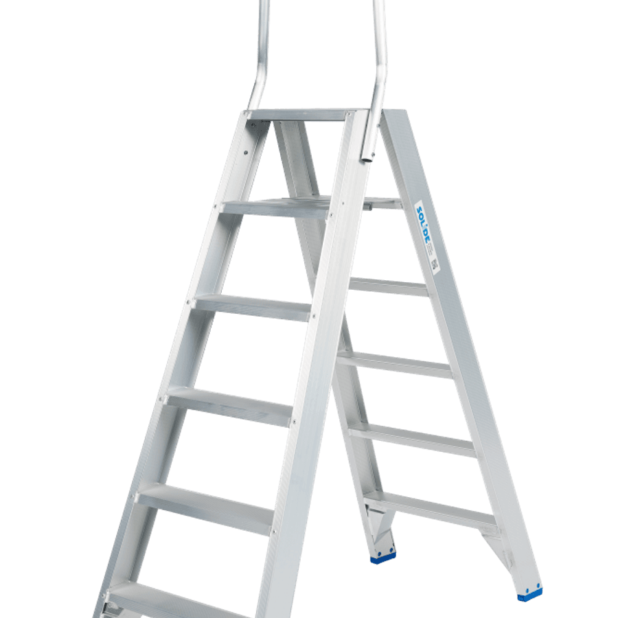 Solide Dubbele trapladder / 2 x 6 treden, vaste beugel