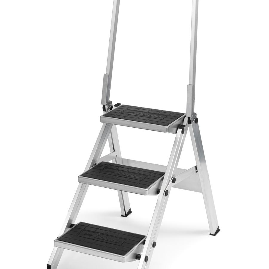 Jumbo aluminium trapladder 3 tr. met rubbermat en beugel