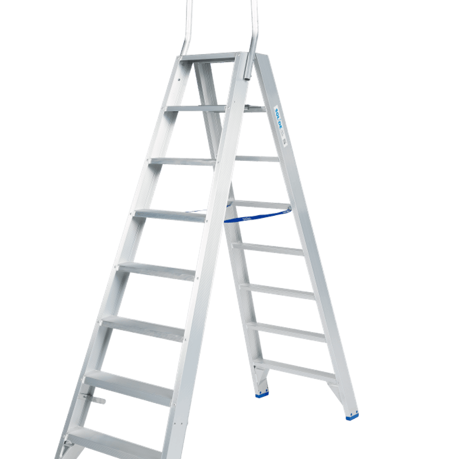 Solide Dubbele trapladder / 2 x 8 treden, vaste beugel