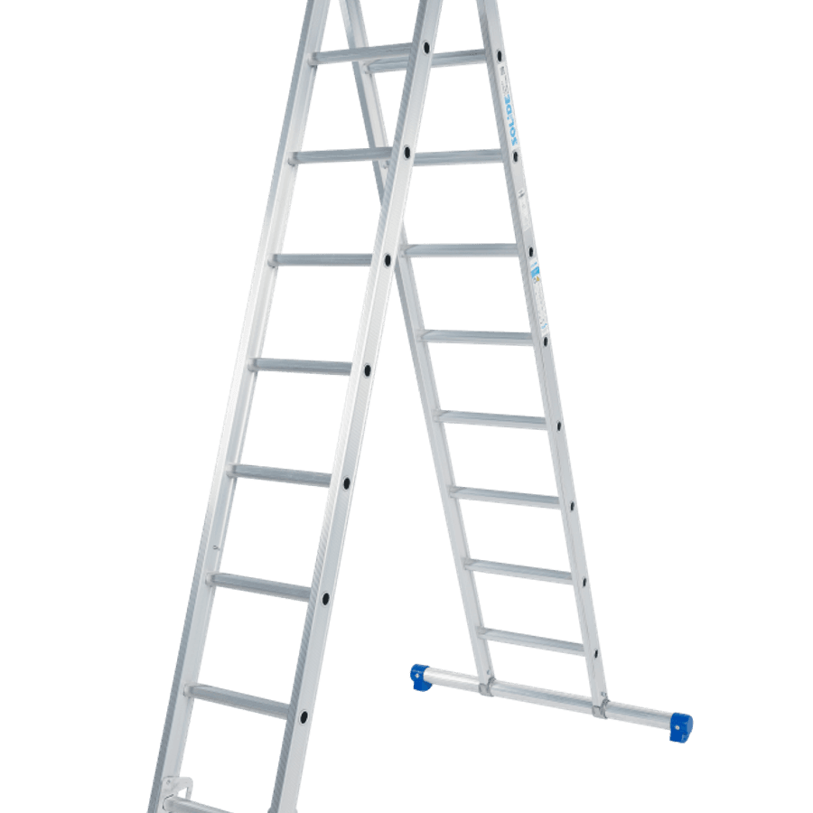 Schuifladder / 2 x 9, rechte voet, reform, STAB290