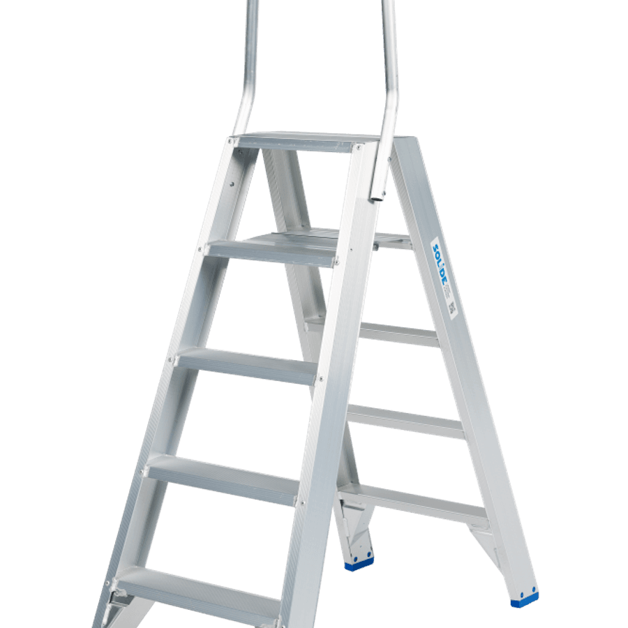Solide Dubbele trapladder / 2 x 5 treden, vaste beugel