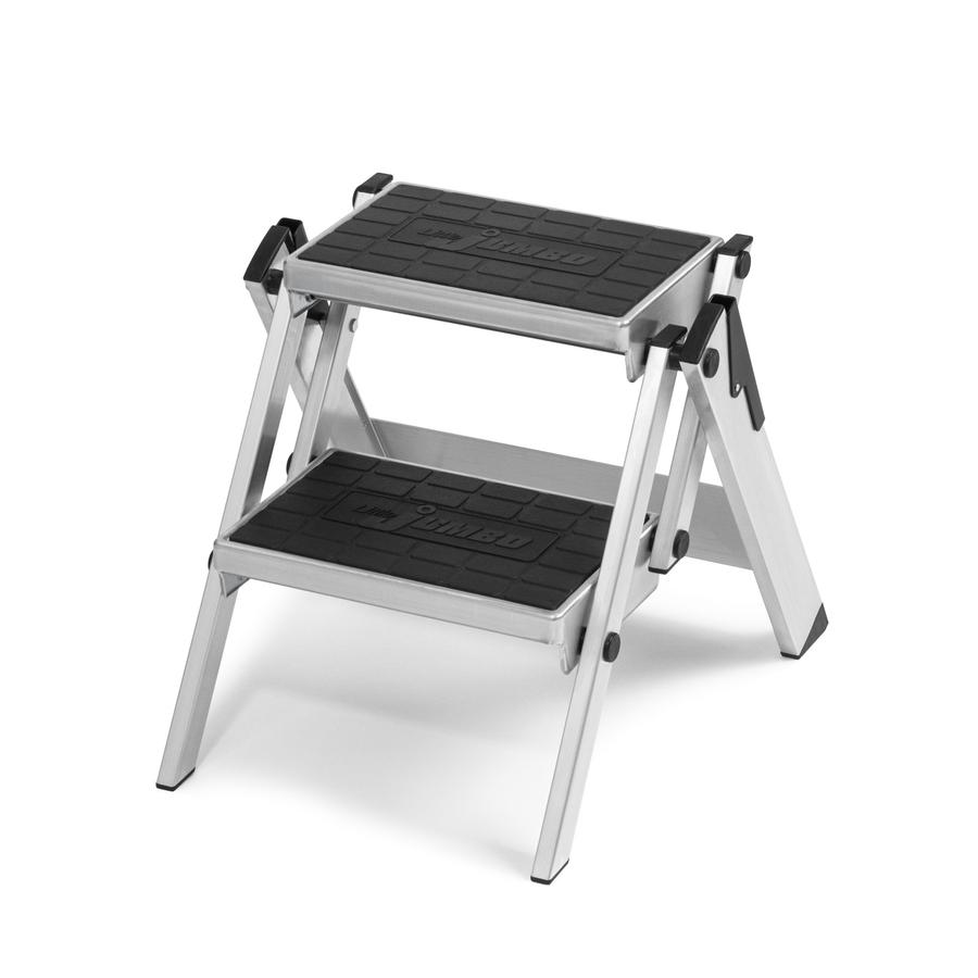 Jumbo aluminium trapladder 2 tr. met rubbermat