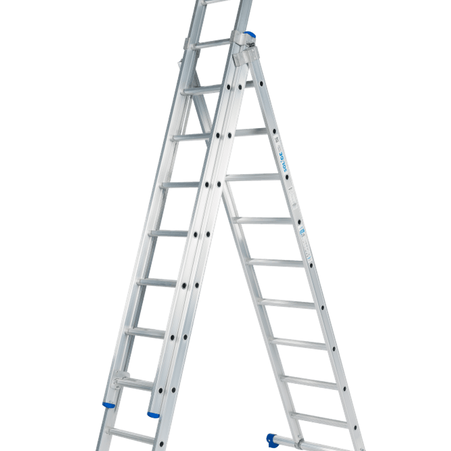 Solide Schuifladder / 3 x 9, rechte voet, reform, STAB390