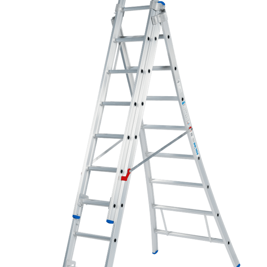 Solide Schuifladder / 3 x 8, open voet, reform,