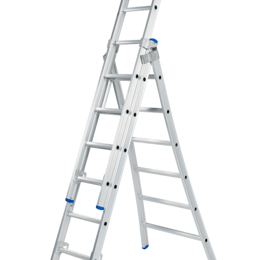 Solide Schuifladder / 3 x 6, open voet, reform