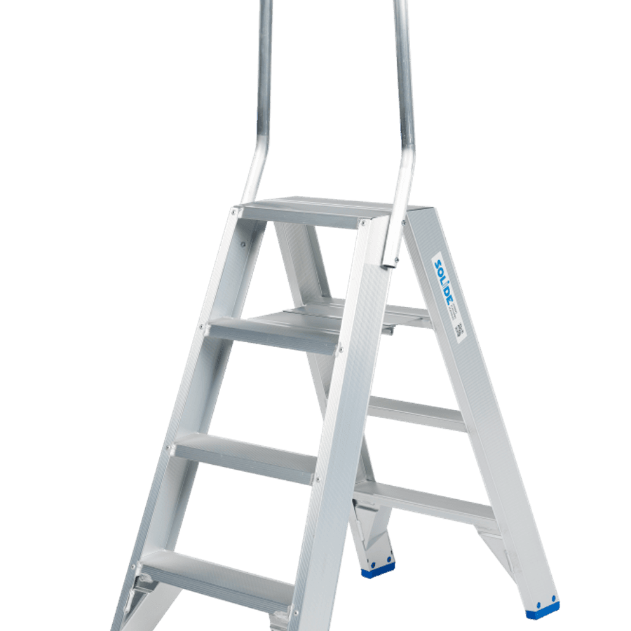 Solide Dubbele trapladder / 2 x 4 treden, vaste beugel