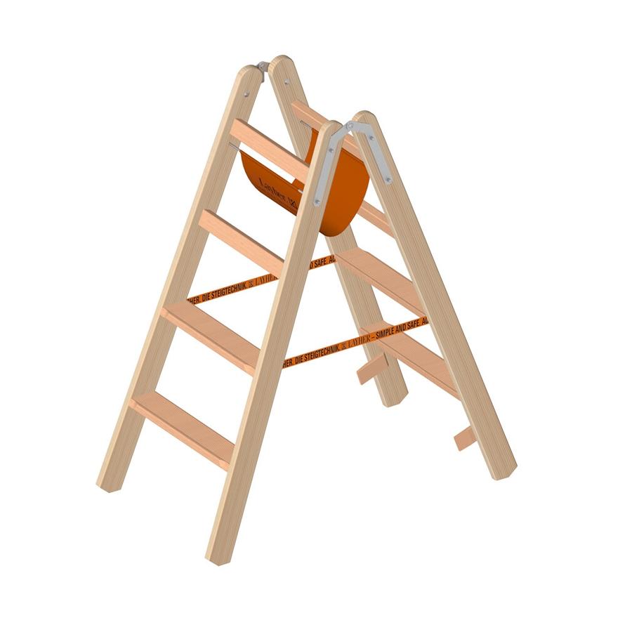 Layher houten dubbele trap met scharnier 2x4 tr.