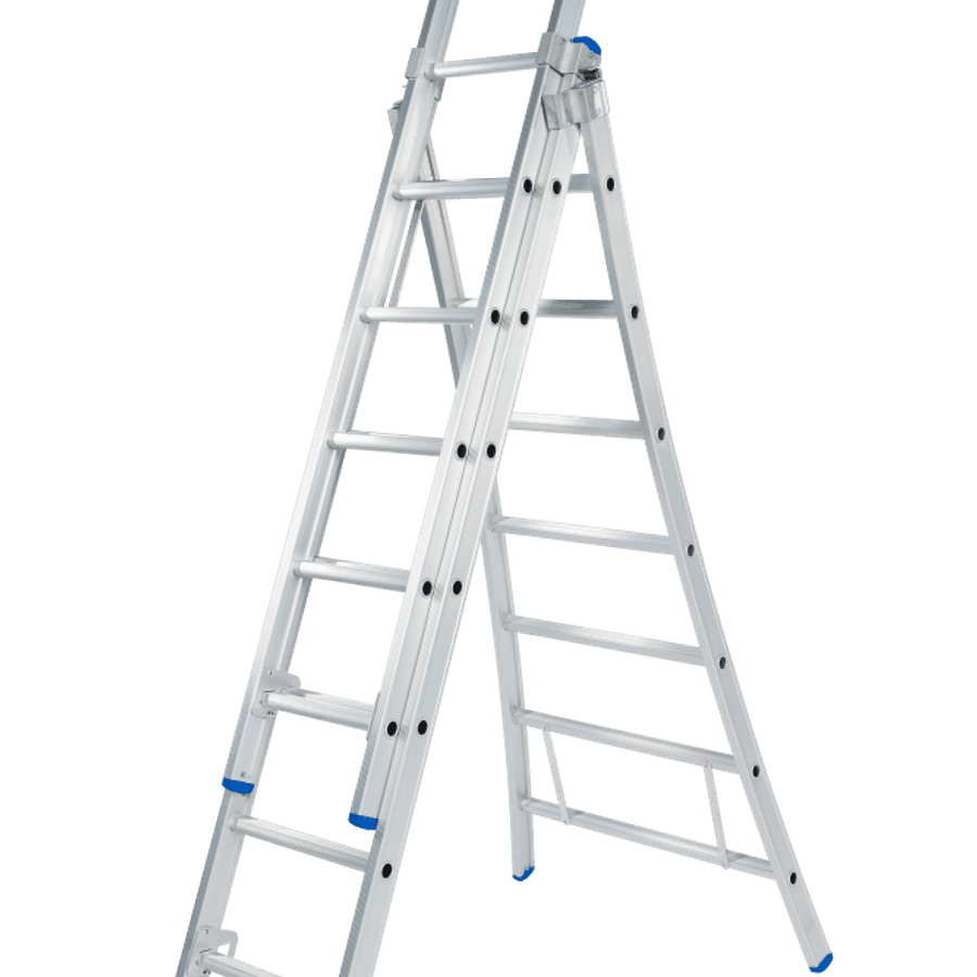 Solide Schuifladder / 3 x 7, open voet, reform