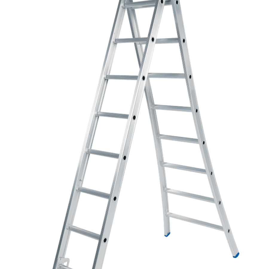 Schuifladder / 2 x 8, open voet, reform