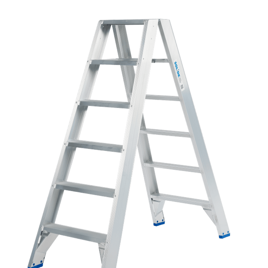 Solide Dubbele trapladder / 2 x 6 treden