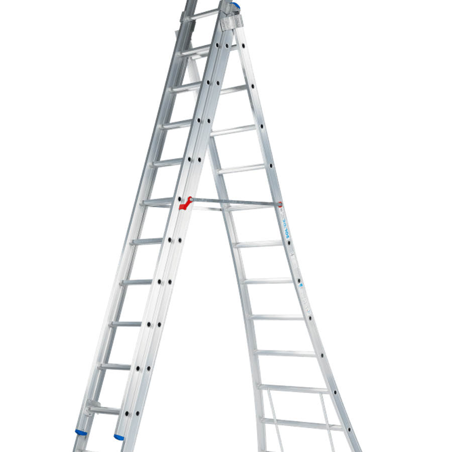 Solide Schuifladder / 3 x 12, open voet, reform,