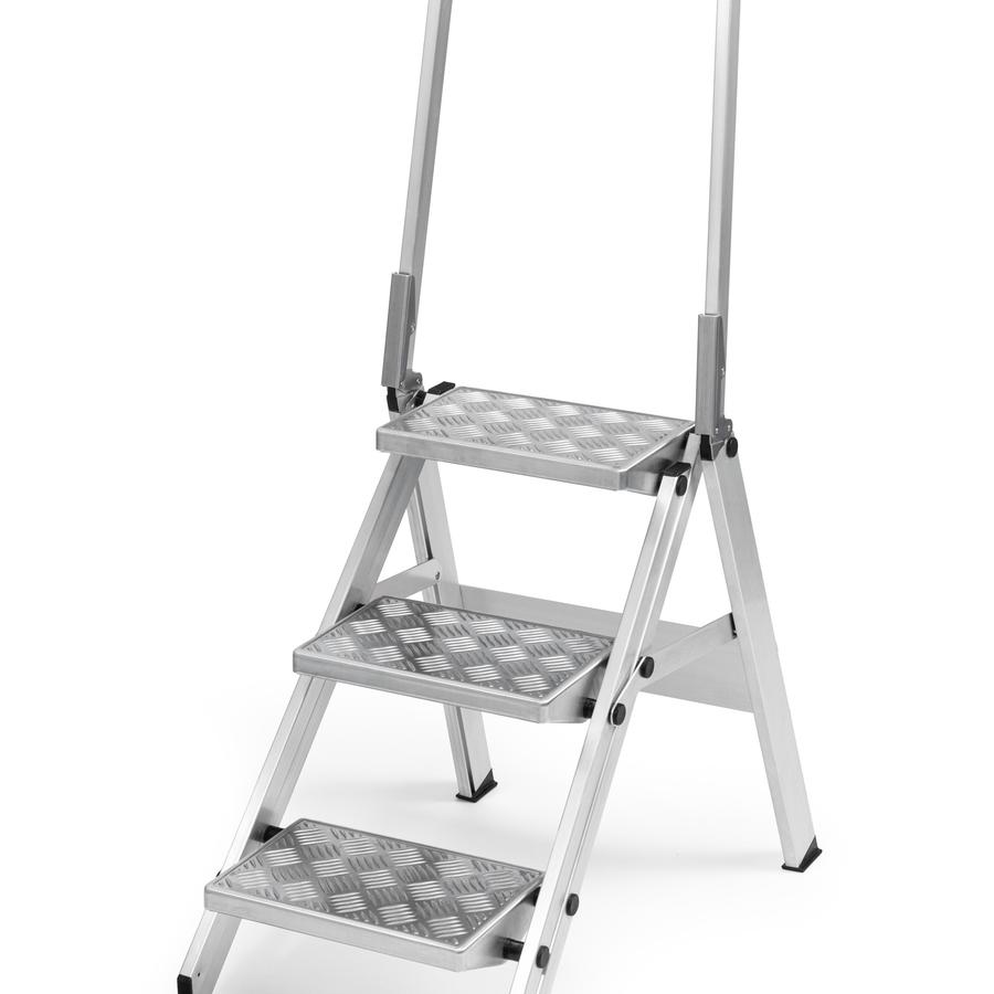 Jumbo aluminium trapladder 3 tr. in traanplaat en beugel