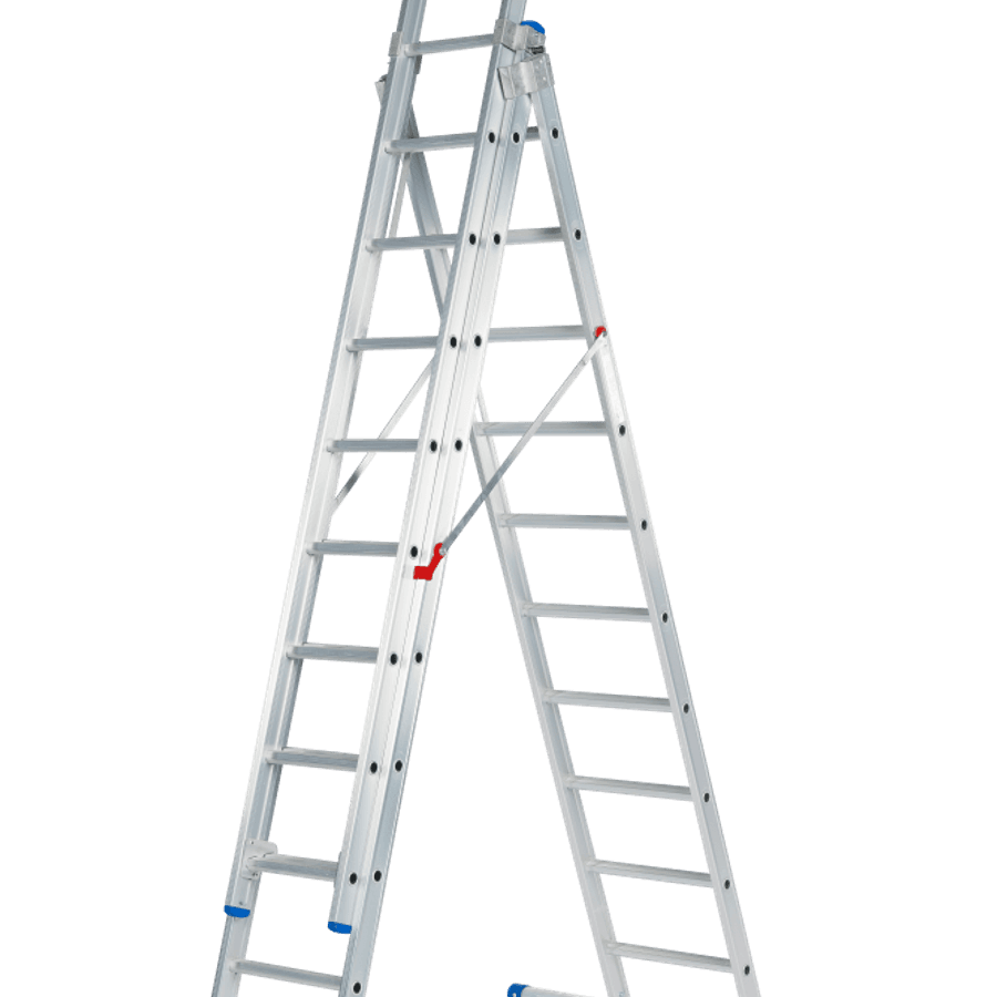 Solide Schuifladder / 3 x 10, rechte voet, reform