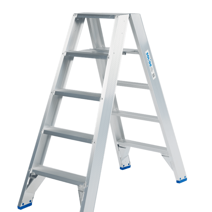 Solide Dubbele trapladder / 2 x 5 treden