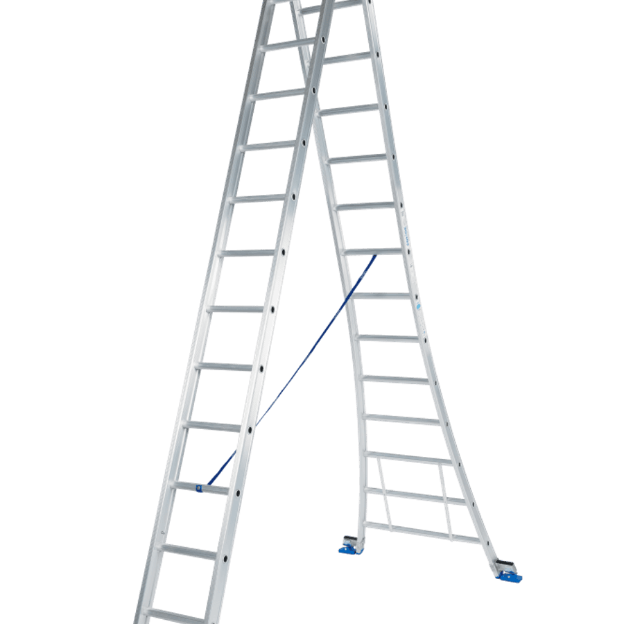 Solide Schuifladder / 2 x 14, open voet, reform,