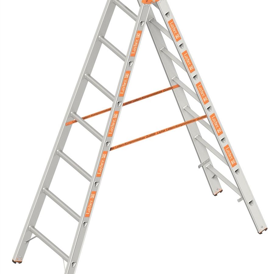 Layher dubbele Ladder 2.10m 2x7 Sporten Aluminium TOPIC