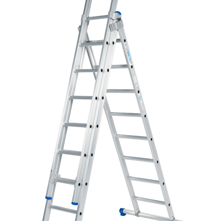 Solide Schuifladder / 3 x 8, rechte voet, reform, STAB390