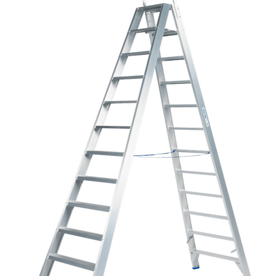 Solide Dubbele trapladder / 2 x 12 treden, vaste beugel