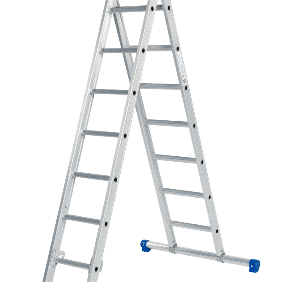 Schuifladder / 2 x 7, rechte voet, reform, STAB290