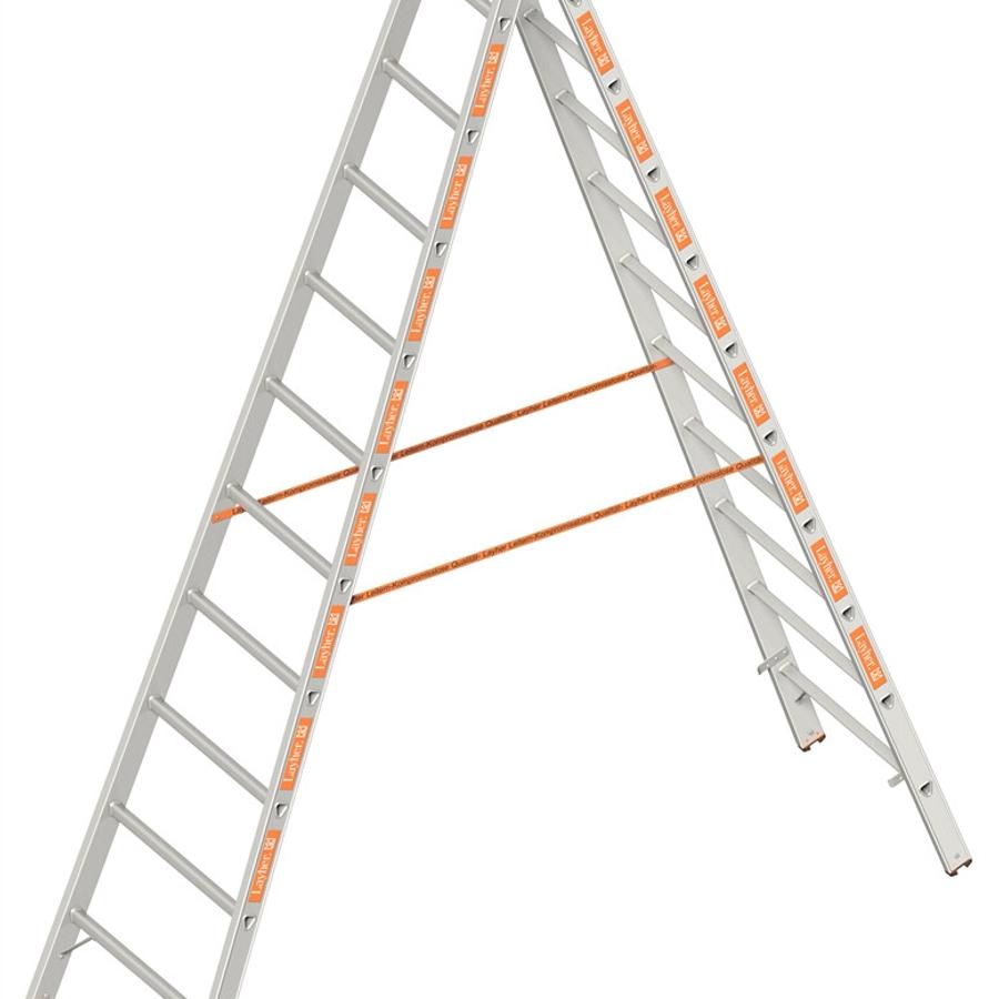 Layher dubbele Ladder 2,95m 2x10 Sporten Aluminium TOPIC