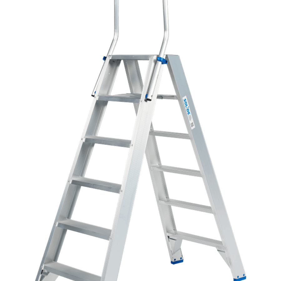 Solide Dubbele trapladder / 2 x 6 treden, klapbeugel