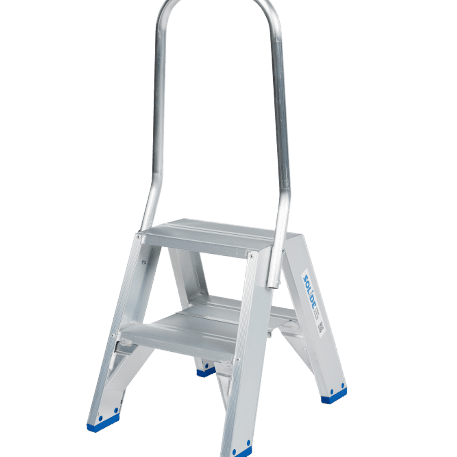 Solide Dubbele trapladder / 2 x 2 treden, vaste beugel