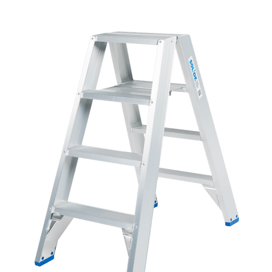 Solide Dubbele trapladder / 2 x 4 treden
