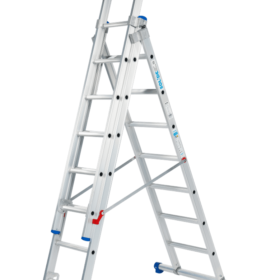 Solide Schuifladder / 3 x 7, rechte voet, reform, STAB390,