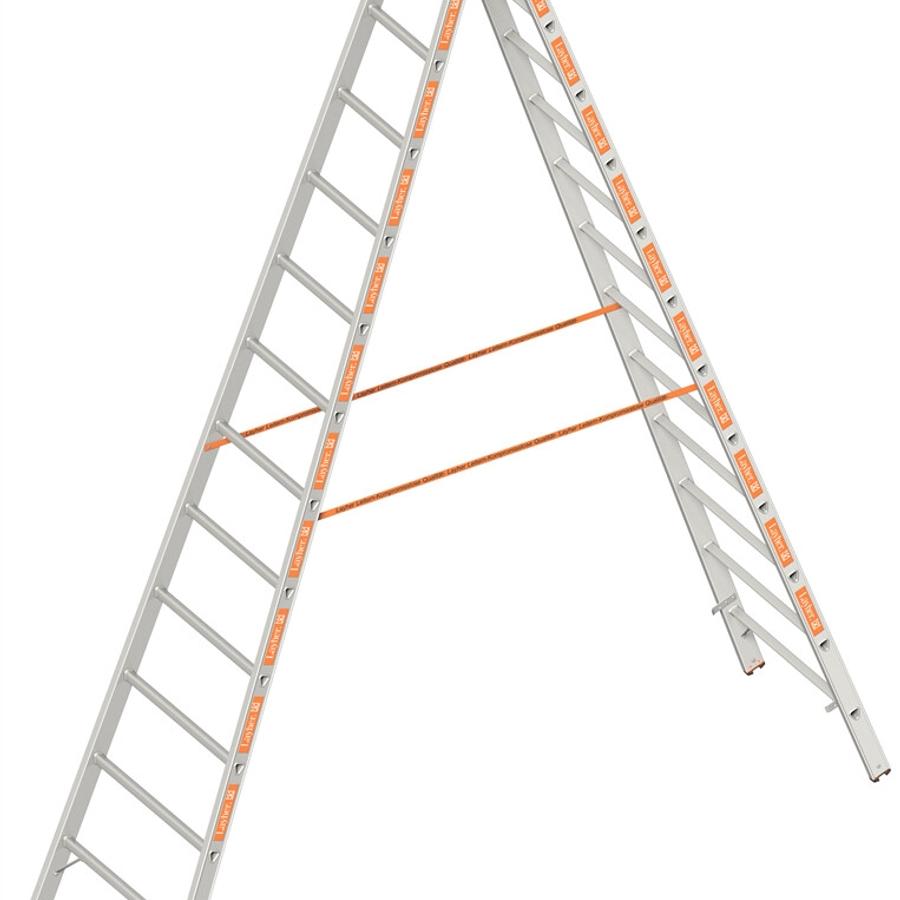 Layher dubbele Ladder 3,5m 2x12 Sporten Aluminium TOPIC