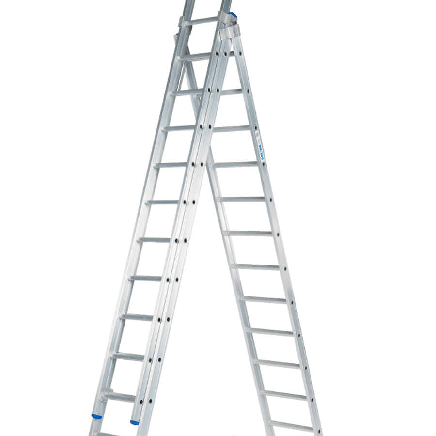 Schuifladder / 3 x 12, rechte voet, reform, STAB3124, gevelr