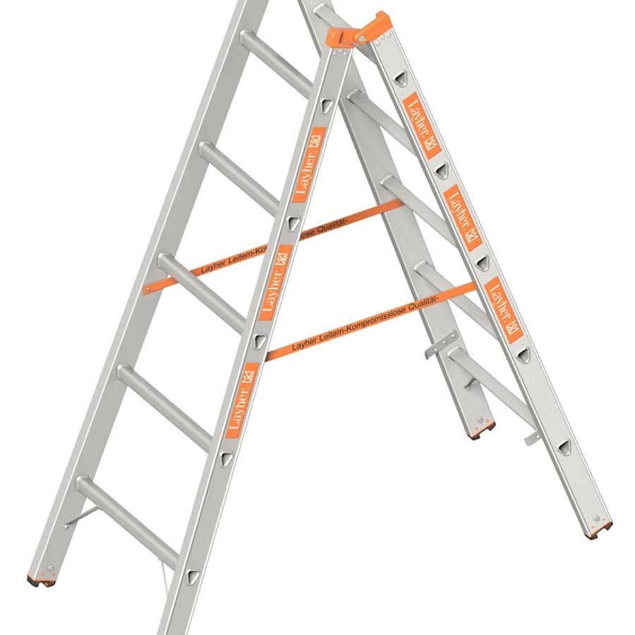 Layher dubbele Ladder 1,55m 2x5 Sporten Aluminium TOPIC