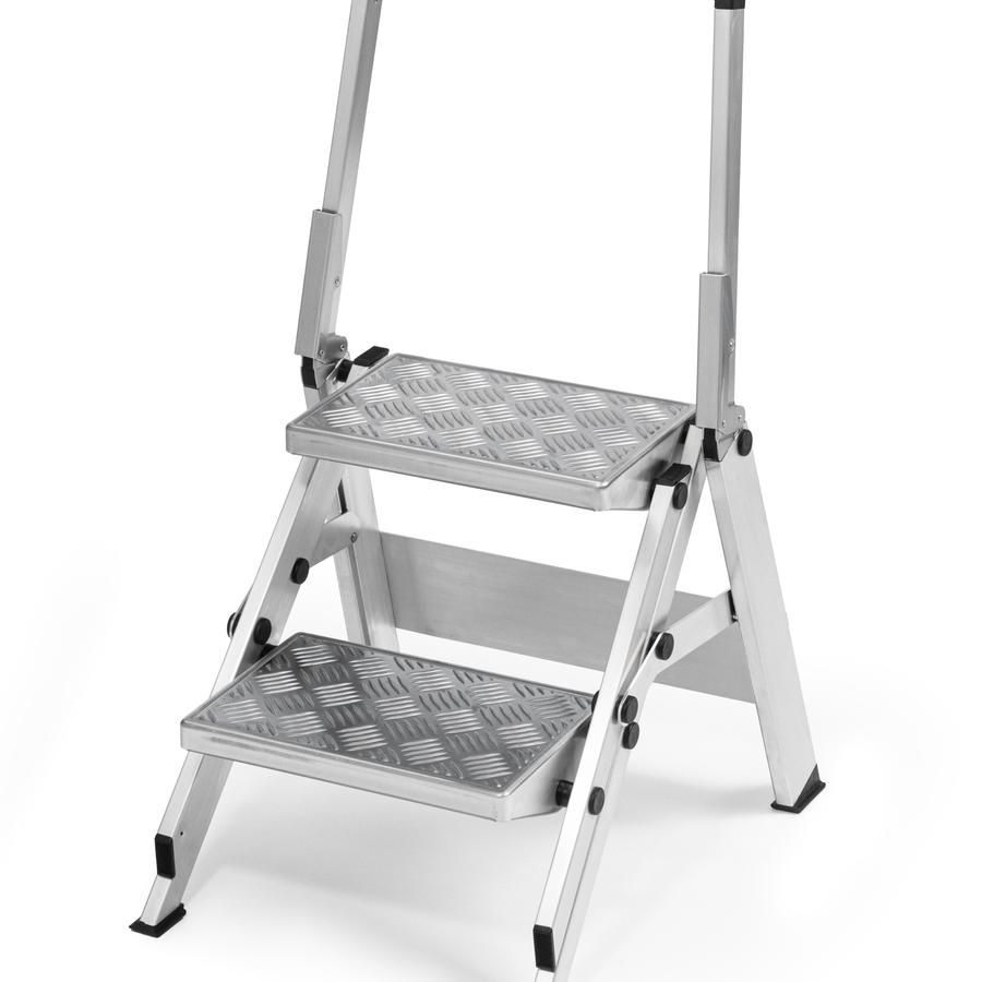 Jumbo aluminium trapladder 2 tr. traanplaat en beugel