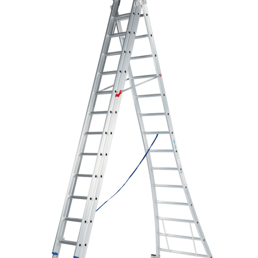 Solide Schuifladder/ 3 x 14, open voet, reform,