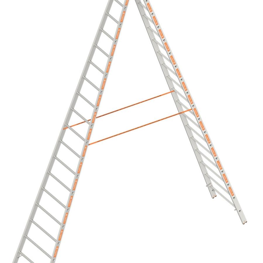 Layher dubbele Ladder 5,2m 2x18 Sporten Aluminium TOPIC