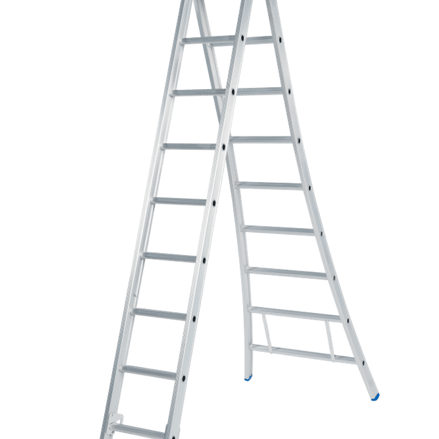 Schuifladder / 2 x 9, open voet, reform