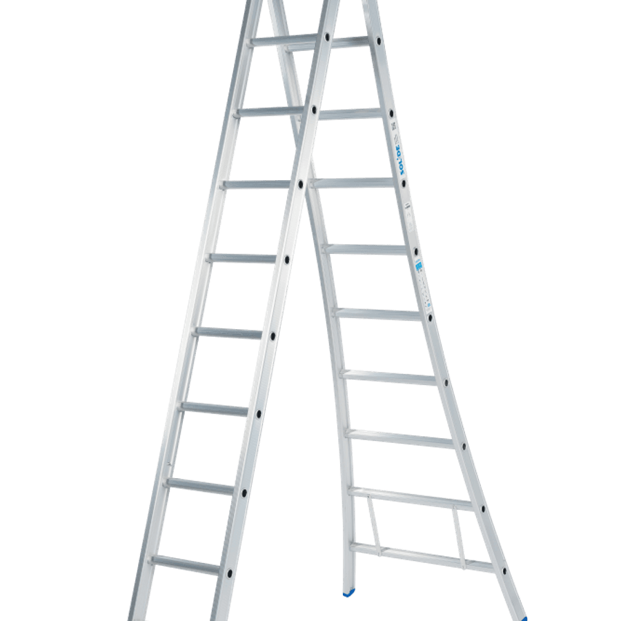 Schuifladder / 2 x 10, open voet, reform