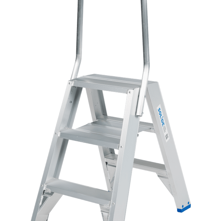 Solide Dubbele trapladder / 2 x 3 treden, vaste beugel