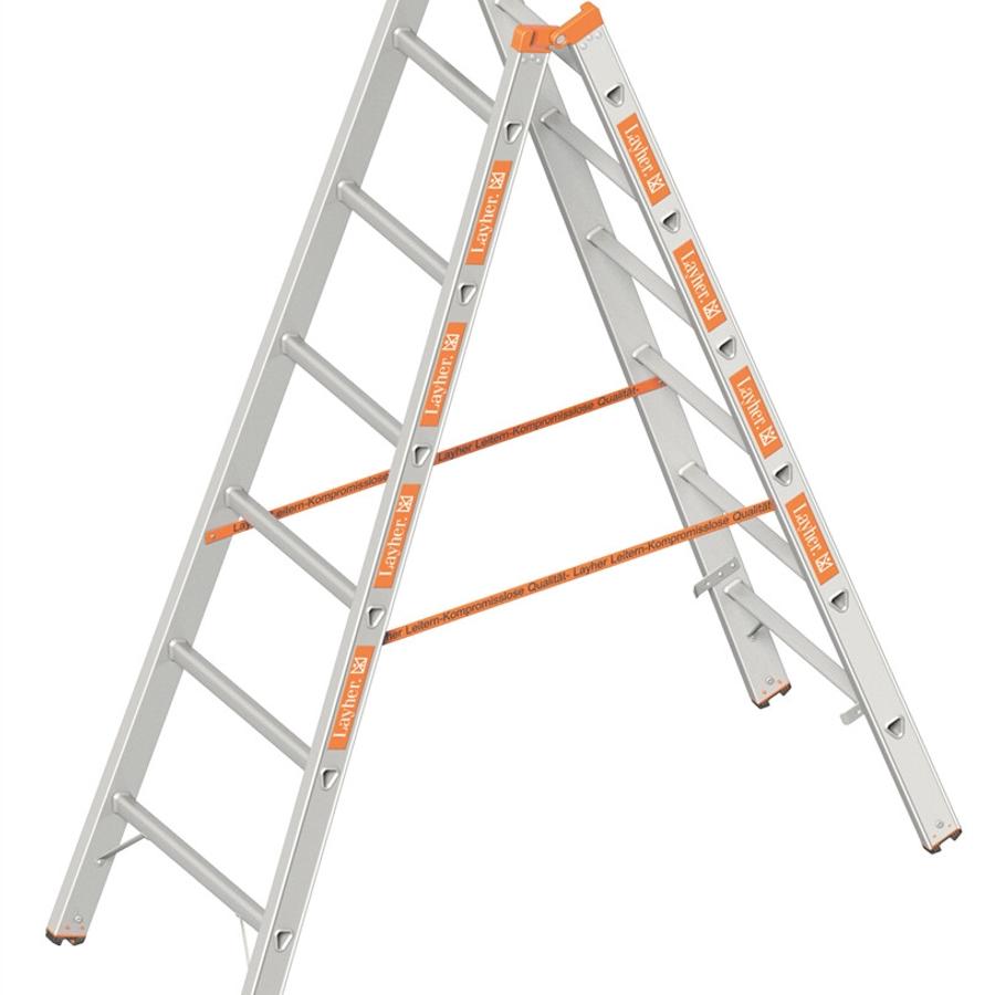 Layher dubbele Ladder 1,85m 2x6 Sporten Aluminium TOPIC