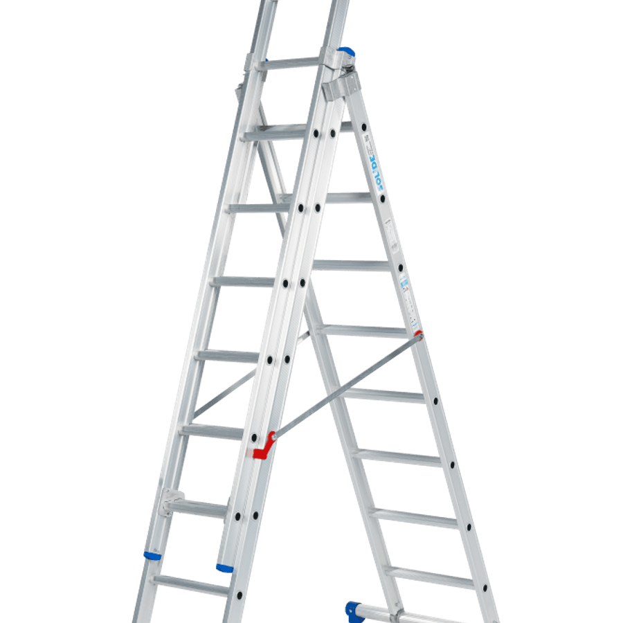 Solide Schuifladder / 3 x 8, rechte voet, reform, STAB390,